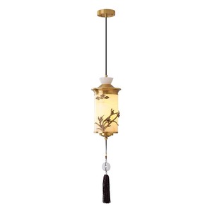 Luminaire suspendu de style chinois Mei Jia, tout en cuivre, pour chambre à coucher, couloir - Product Image 5