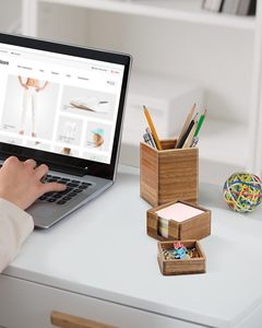 Support de Bloc-Notes Adhésif en Bois d'Acacia Moderne en Gros, Distributeur de Blocs-Notes OEM ODM avec Logo Personnalisé, Organisateur de Bureau pour Maison et Bureau - Product Image 3