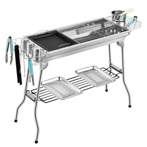 <span class=keywords><strong>Barbecue</strong></span> au <span class=keywords><strong>charbon</strong></span> de bois pliable portable en acier inoxydable complet, cuisinière de camping en acier inoxydable pour pique-nique - Product Image 1