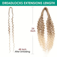 Estensione dei capelli in fibra sintetica da 24 pollici 10-Strand 0.6cm doppio Dreadlock riccio con treccia diritta stile a onde treccia Crochet