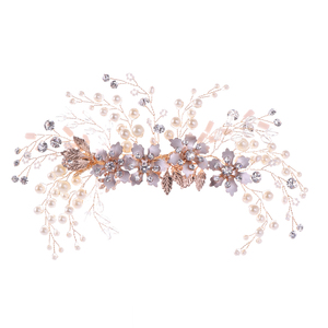 Luxueux cristal strass fleur femmes or métal épingle à <span class=keywords><strong>cheveux</strong></span> pince conception mariage pince à <span class=keywords><strong>cheveux</strong></span> barrettes mariée - Product Image 6