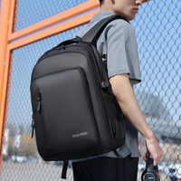 Sac à dos simple pour homme, imperméable, portable, minimaliste, décontracté, pour ordinateur portable, avec bandoulière arquée, fermeture éclair, en polyester