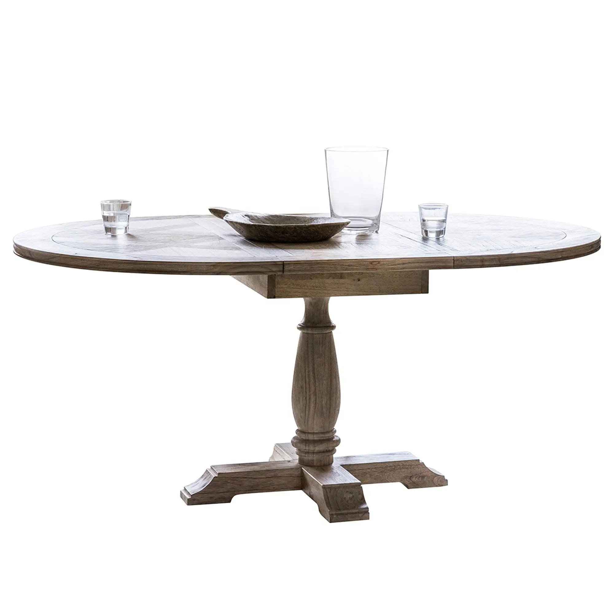 ダイニングテーブルデザインフランス無垢材ラウンド拡張可能