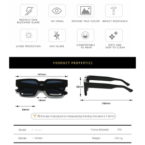 Солнцезащитные очки с индивидуальным логотипом, защита от УФ-излучения, ретро-квадратные, розовые, люксовые, дизайнерские, черные, винтажные, модные, для женщин и мужчин, 2026 - Product Image 4