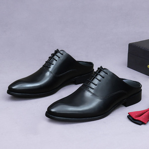 Chaussures habillées en cuir véritable noir pour hommes, à bout pointu, à lacets, couleur unie, pour toutes les saisons, style bureau et carrière - Product Image 6