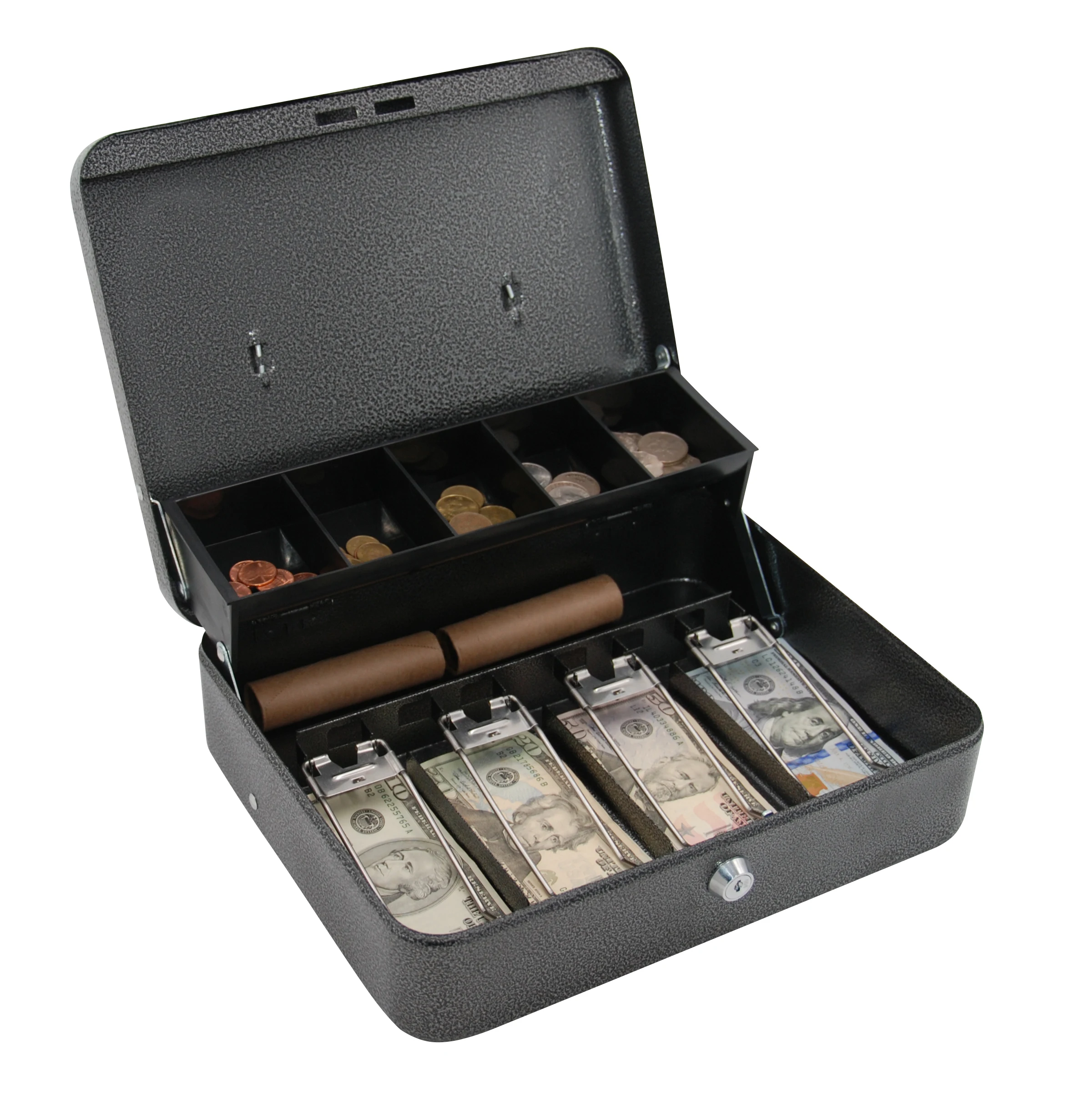 Двухслойный кассовый ящик, стальной черный кассовый ящик, кассовый ящик с лотком для денег, алюминиевый ящик для наличных/