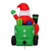 Décoration de Noël gonflable géante de 1,5 m pour extérieur, Père Noël au volant d'un train avec boîtes cadeaux, écologique