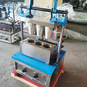 Machine commerciale semi-automatique à 2 têtes pour la fabrication de cornets de crème glacée croustillants, de gaufrettes et de tasses à café, 110V 220V 380V, antiadhésive - Product Image 3