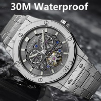 Jam Tangan Mekanik Otomatis Pria Berkualitas Tinggi Desain Baru Jam Tangan Skeleton Pria OEM Mewah Fashion Gerakan Gear Bercahaya