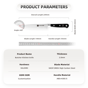 Cuchillo de Cocina Profesional para Carnicero, Acero con Alto Contenido de Carbono, Hoja Larga y Afilada, Mango Ergonómico, para Uso Diario en Restaurantes - Product Image 3