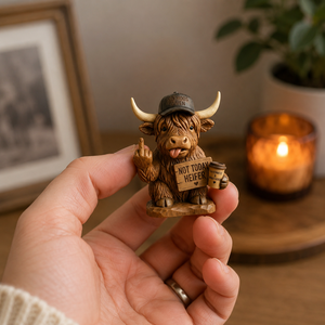 Figurine de <span class=keywords><strong>vache</strong></span> des Highlands miniature tendance en résine, décoration de bureau amusante, cadeau original - Product Image 2