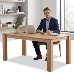 Table à manger carrée en bois massif, style nordique moderne, multifonctionnelle et stable, certifiée CE UE pour hôtels, appartements et villas - Product Image 1