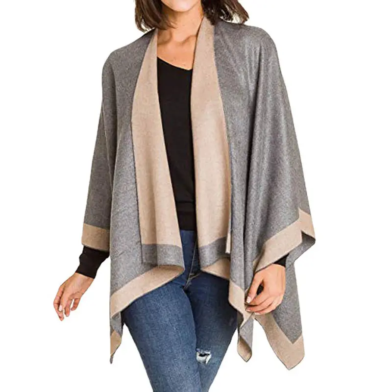 Stylish Geometry Shawls For Women Winter Scarf Cashmere Cloak Warmer