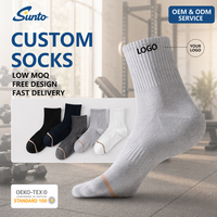 Chaussettes de sport pour hommes avec logo personnalisé, fines, en polyester respirant, à séchage rapide, antidérapantes, en coton