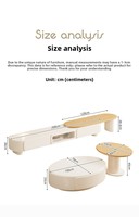 Meuble TV en MDF de style médiéval couleur crème pour salon, nouveau modèle 2025, ensemble table basse sur pied, modèle 918