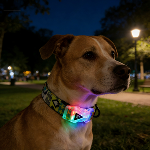 Collier pour chien en polyester imperméable réglable avec LED, attache LED, charge USB, sangle respirante et sécurisée - Product Image 3