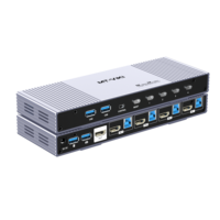 Commutateur KVM HDMI manuel 4 ports 8K60Hz avec 4 ports USB3.0, bouton de panneau et commande de bureau pour 4 ordinateurs