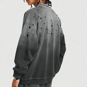 LY Ensemble pantalon de survêtement et sweat à capuche en éponge française gris vintage surdimensionné lourd délavé au soleil 450g - Product Image 1