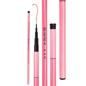 Canne à pêche en plastique renforcé <span class=keywords><strong>de</strong></span> fibre <span class=keywords><strong>de</strong></span> verre rose, 7 sections, canne à carpe cruciane à régulation dure, longueur pliée <span class=keywords><strong>de</strong></span> 65 cm, canne à pêche - Product Image 6