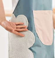 Tablier de cuisine en PVC imperméable et anti-huile avec serviettes essuie-mains intégrées, motif lapin mignon, tour de cou réglable, écologique, pour la cuisson et la pâtisserie