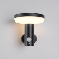 Lampes murales d'extérieur LED modernes en acier inoxydable noir, étanches, avec détecteur de mouvement, alimentées par batterie solaire