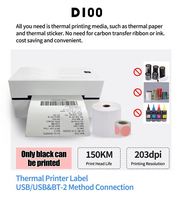 Imprimante thermique portable USB Marklife 110 mm, format de papier max., sans encre, 203 DPI, haute résolution, pour l'impression d'étiquettes et de codes-barres