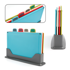 Nouvel ensemble de 4 planches à découper antibactériennes en PP, codées par couleur, avec base de rangement, séparées pour les aliments crus et cuits, planche à découper pour aliments pour bébés - Product Image 1
