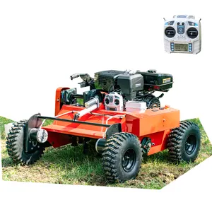 13HP benzinli motor tekerlekli uzaktan kumanda tarım akülü için çim biçme makinesi Flail Blade robotik çim biçme makinesi
