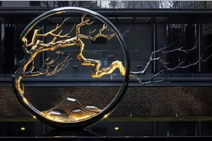 Sculpture de cerceau en acier inoxydable 316L personnalisée oeuvre de signature pour l'<span class=keywords><strong>immobilier</strong></span> de luxe - Product Image 4