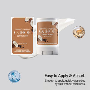 Déodorant en stick OUHOE en gros pour le corps, rafraîchissant, élimination des odeurs, confortable, noix <span class=keywords><strong>de</strong></span> coco et <span class=keywords><strong>vanille</strong></span>, 14g - Product Image 6
