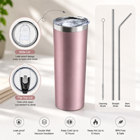 Gobelet isotherme en acier inoxydable à double paroi de 20 oz, fin, droit, vierge, pour sublimation