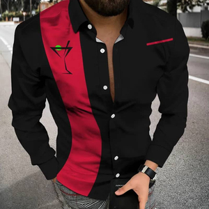 Camisa <span class=keywords><strong>De</strong></span> Praia <span class=keywords><strong>con</strong></span> cuello en V para hombre Habit Hommes, camisa Formal <span class=keywords><strong>de</strong></span> diseñador <span class=keywords><strong>de</strong></span> <span class=keywords><strong>manga</strong></span> <span class=keywords><strong>larga</strong></span> para hombre, fiesta, boda - Product Image 5