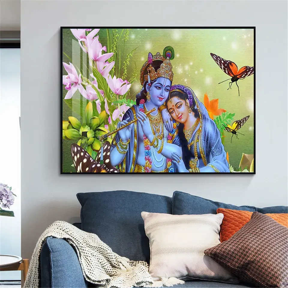 Shiva Parvati Ganesha Indische Kunst Hindu Gott Figur Leinwand Malerei Religiöses Poster und Druck Wandbild für Wohnzimmer Dekor