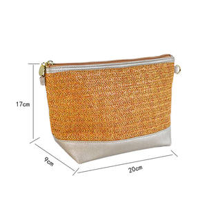 <b>woven</b> <b>straw</b> make up <b>bags</b> large capacity eco-friendly cosmetic <b>bag</b> <b>Straw</b> organizer <b>bag</b> with <b>straw</b> bottom - Product Image 5