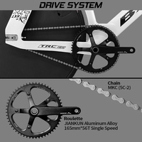 Vélo de piste à engrenage fixe en carbone BXT, cadre 700C, mono-pignon, modèle TRC-195 avec jeu de roues en fibre de carbone