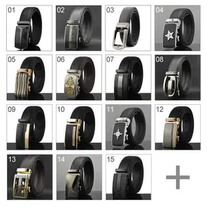 Guangzhou Factory Wholesale Automatic Buckle Ratchet Leather Belts Custom Logo Mens Cowhide Genuine Leather Belts
