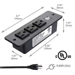 Regleta de alimentación de escritorio estándar estadounidense con toma de corriente integrada, mueble de oficina para hotel, escritorio oculto para estantería - Product Image 3