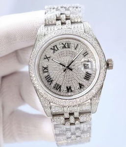 Montre de luxe pour homme en acier inoxydable avec bracelet en moissanite VVS1, verre serti de diamants, fermoir, résistance à l'eau 10 bars - Product Image 1