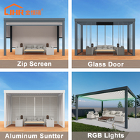 Pergola bioclimatique moderne en aluminium avec toit à lames motorisées, imperméable, pour terrasse extérieure, jardin de villa, luxe