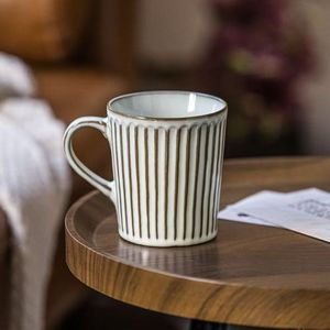 แก้วกาแฟเซรามิกดีไซน์ใหม่สไตล์ยุโรป ลายนูนลายเส้นสีขาว วินเทจ ใช้กับเครื่องล้างจานและไมโครเวฟได้ เหมาะสำหรับเป็นของขวัญ - Product Image 2