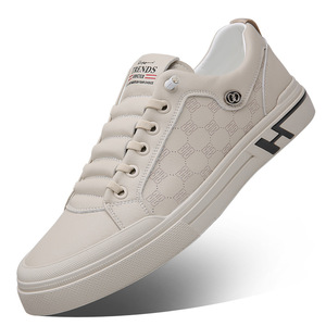 Zapatillas Blancas para Hombre de Cuero Genuino con Tacón Bajo, Suela de Goma Antideslizante, Estilo Casual y Deportivo para Caminar - Product Image 5