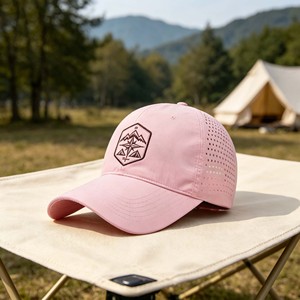 Custom 6 Panel Polyester Gym Golf <b>Hat</b> Laser Cut Perforated Snapback <b>Hat</b> With Embroidery Logo - Product Image 3
