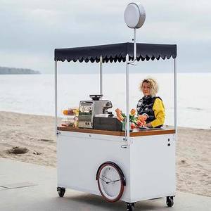 Chariot de boisson de café en métal personnalisé chariot de nourriture sur des roues avec la boîte lumineuse menée - Product Image 4