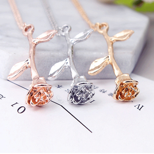 Huitan بوهو المجوهرات هدية الحزب الأزياء الجمالية قلادة الفضة لون الذهب قلادة قلادة زهرة الورد النساء - Product Image 6