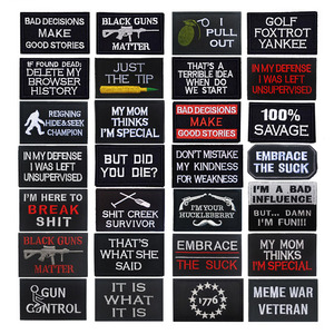 الجملة حروف التطريز التصحيح خياطة على أكياس الملابس القبعات ديي الإنجليزية يزين حافة سوداء قفل غرز بقع هوك حلقة - Product Image 2