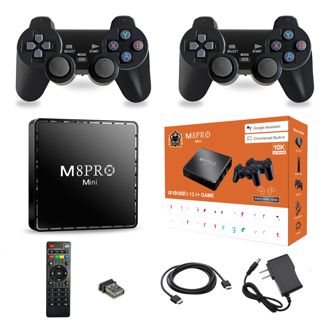 M8 Pro Mini Game Tv Box 4k Hd 10000 Retro Games H313 Android 12 Wifi Video Game Console Dual System Media Player With Joystick