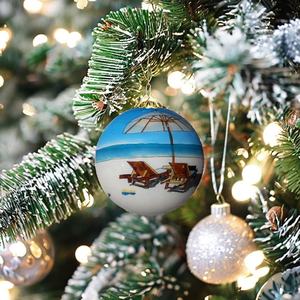 2024卸売カスタムDIY高品質手塗りガラスボールビーチパターン4-12cmクリスマスツリー飾りクリスマス飾り - Product Image 1