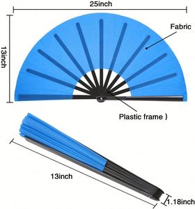 Abanico de Kung Fu y Tai Chi Chino, Negro, Decorativo, Plegable, para Recuerdos de Fiesta, con Mango de Plástico, Abanicos Grandes de Kung Fu, Abanico de Mano Grande - Product Image 2