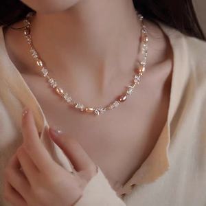 Collar de Cadena con Cristales Blancos de Lujo, Nuevo 2024, con Perlas de Agua Dulce de Alta Gama para Mujer - Product Image 3