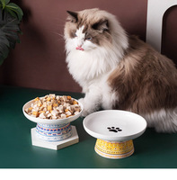 Gamelle surélevée personnalisable en céramique antidérapante pour chat, design ergonomique pour aliments et eau, avec support haut pour soulager les signes de fatigue